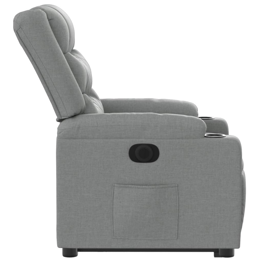 Fauteuil relax avec releveur électrique en tissu gris clair