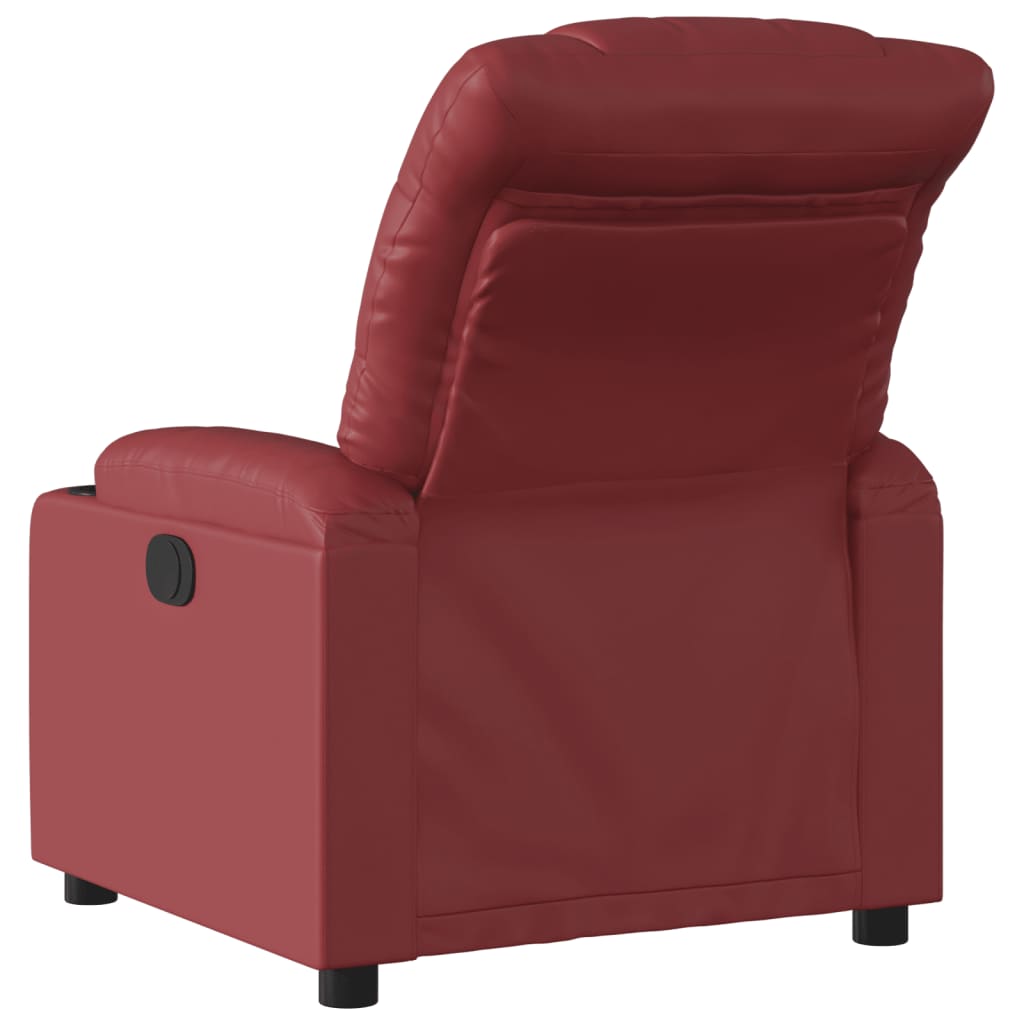 Fauteuil inclinable électrique en cuir artificiel rouge vin