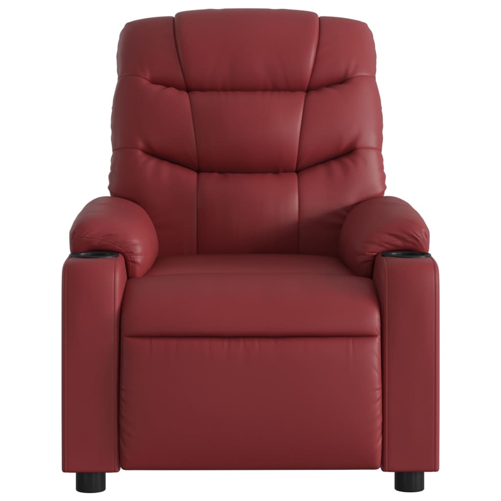 Fauteuil inclinable électrique en cuir artificiel rouge vin