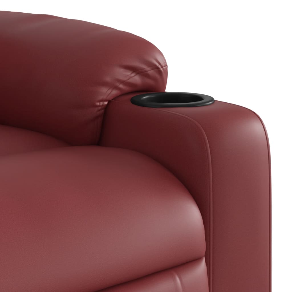 Fauteuil relax avec aide à la verticalisation en cuir artificiel rouge vin
