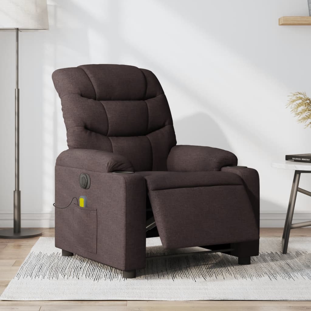 Electric Massage Chair Dark Brown Fabric