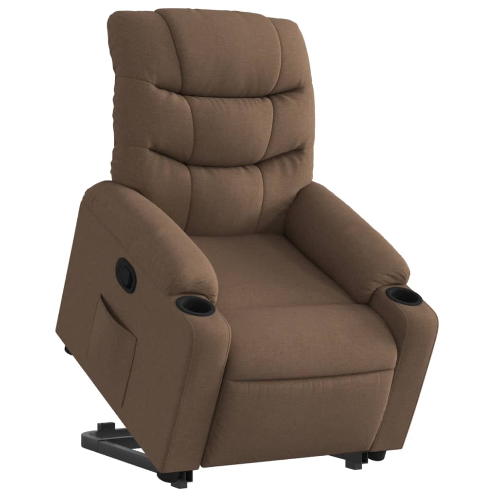 Fauteuil inclinable avec aide à la verticalisation en tissu marron
