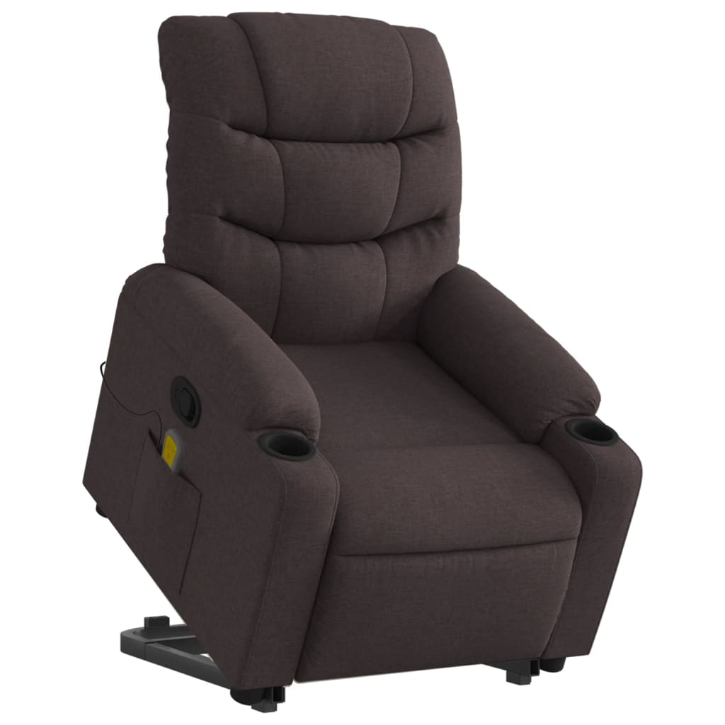 Massage chair with stand-up aid dark brown fabric