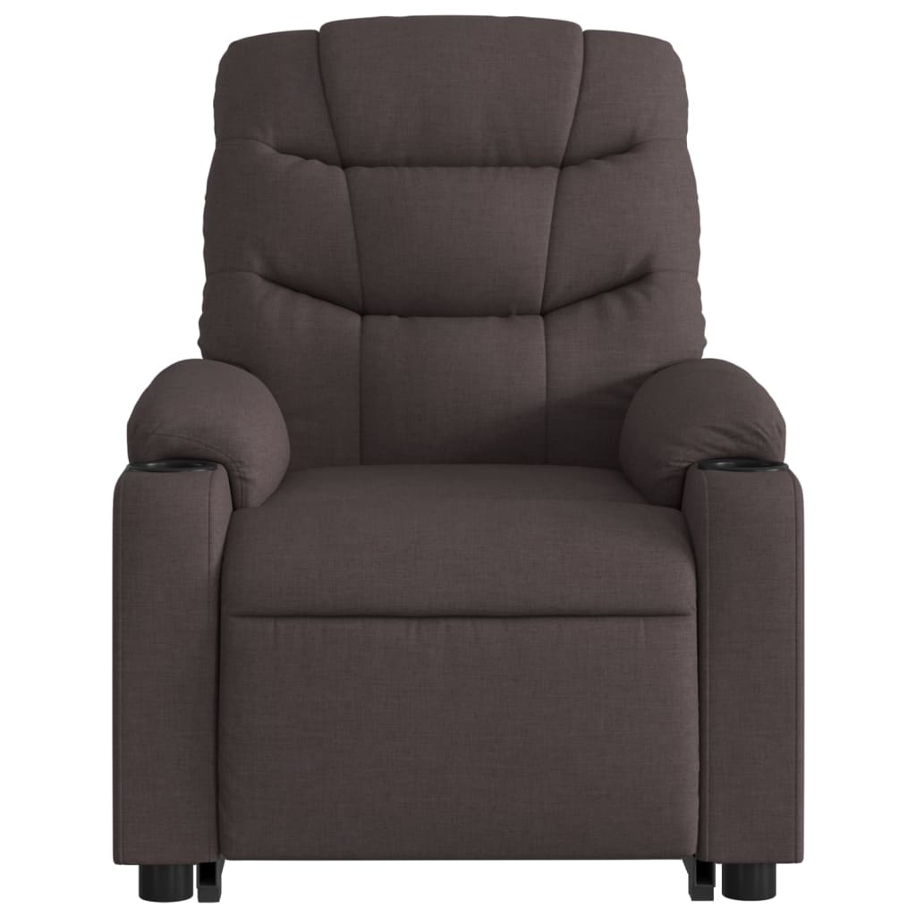 Massage chair with stand-up aid dark brown fabric