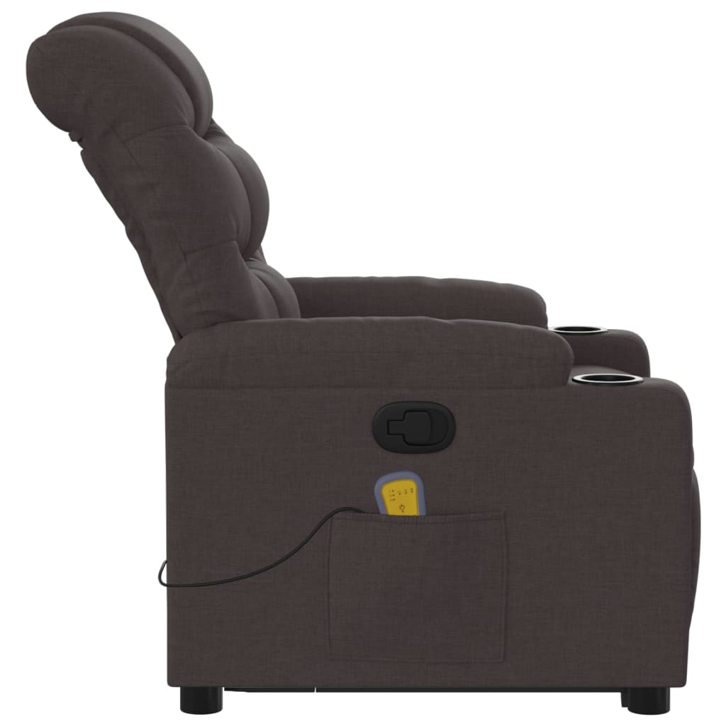 Massage chair with stand-up aid dark brown fabric