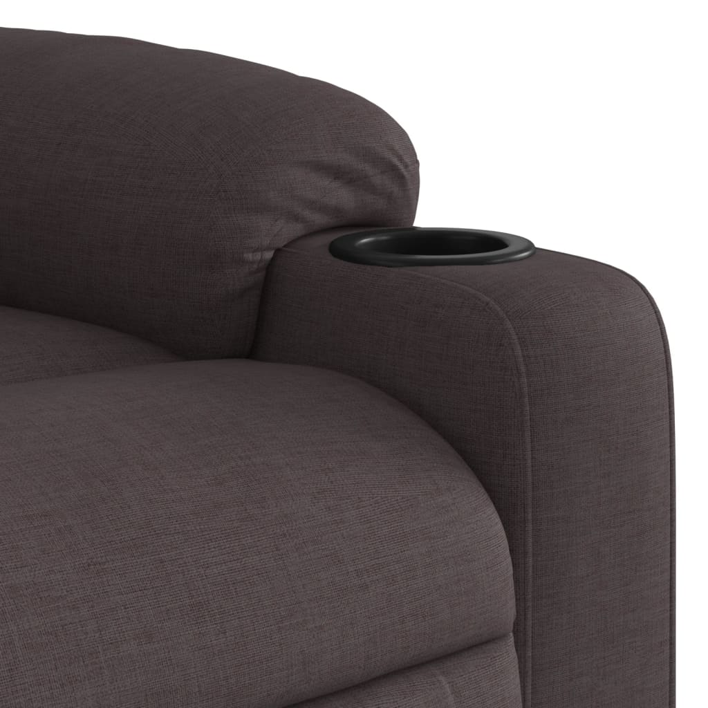 Massage chair with stand-up aid dark brown fabric