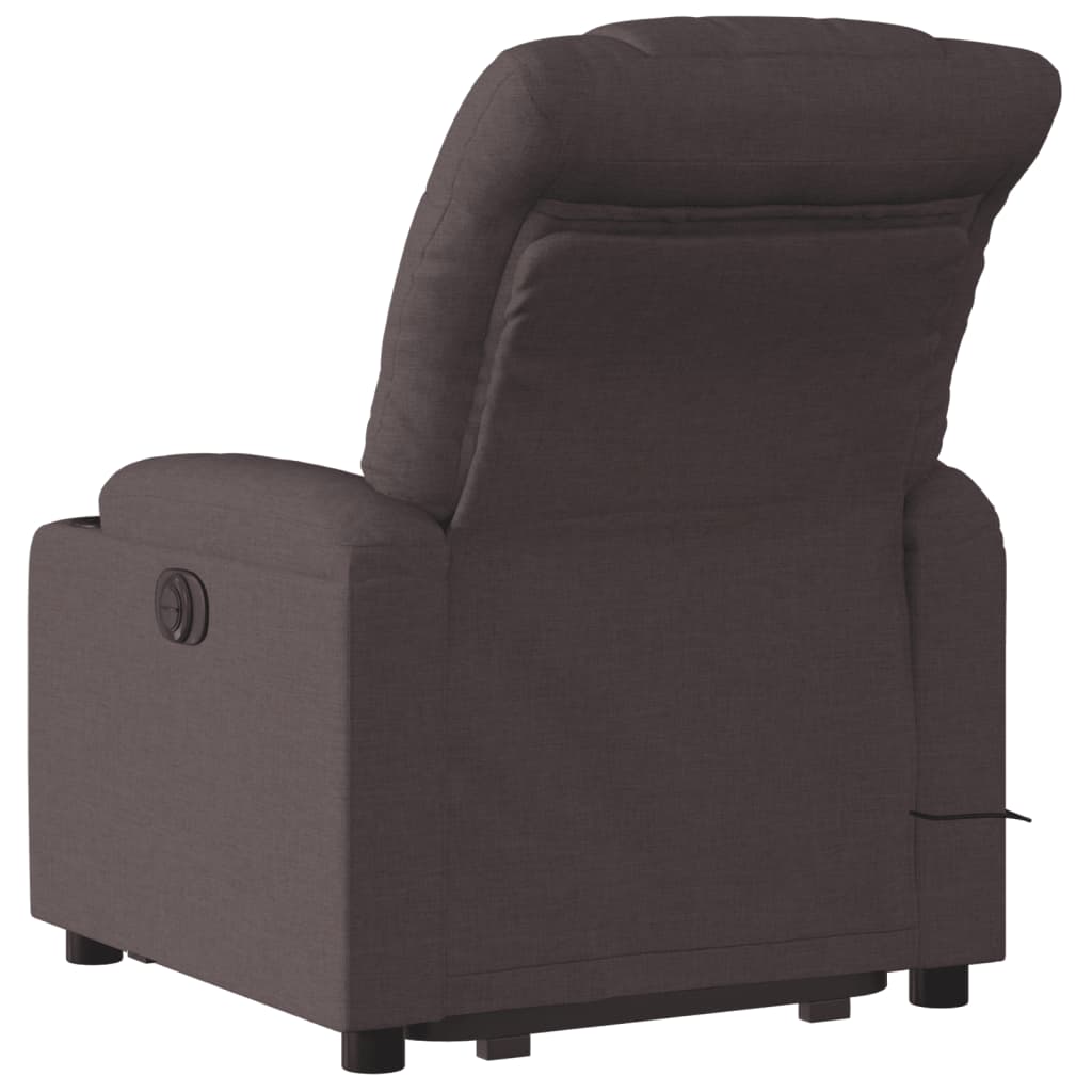 Electric massage chair with stand-up aid, dark brown fabric