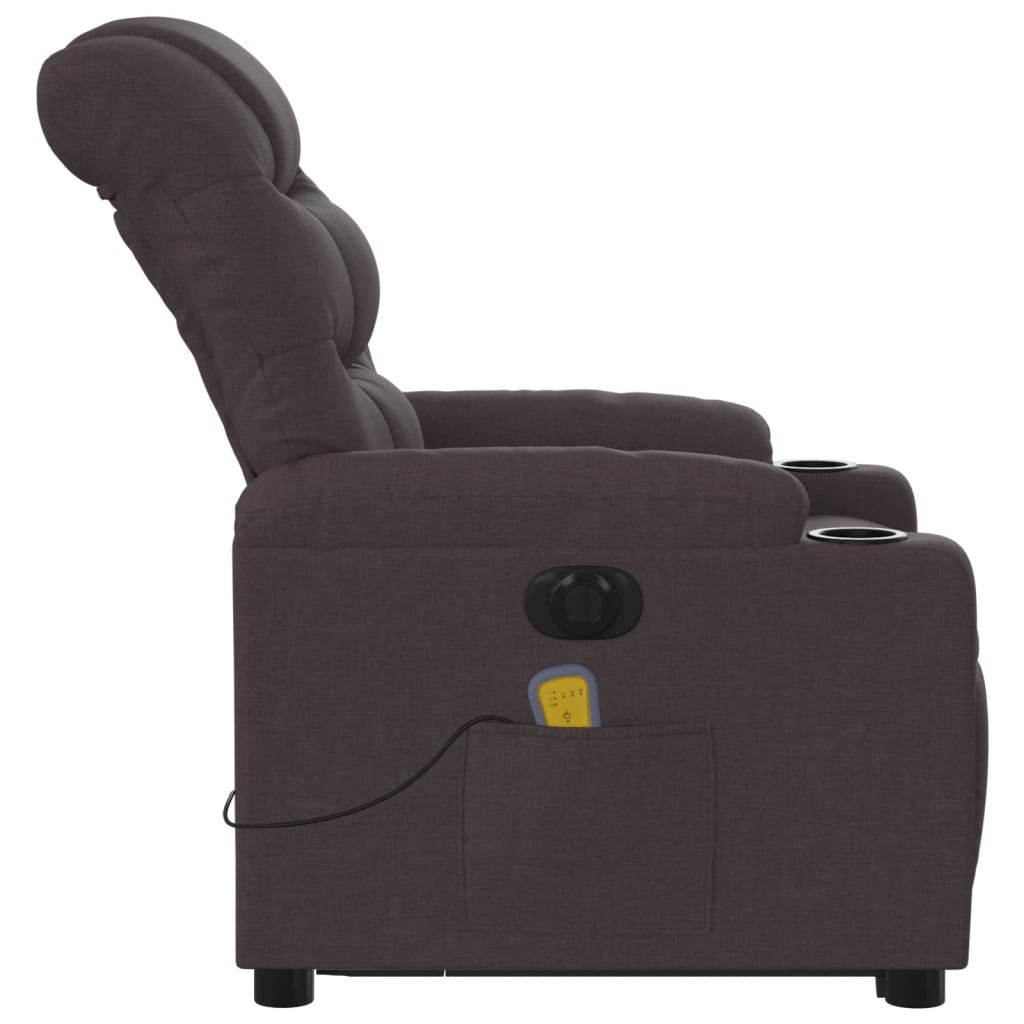 Electric massage chair with stand-up aid, dark brown fabric