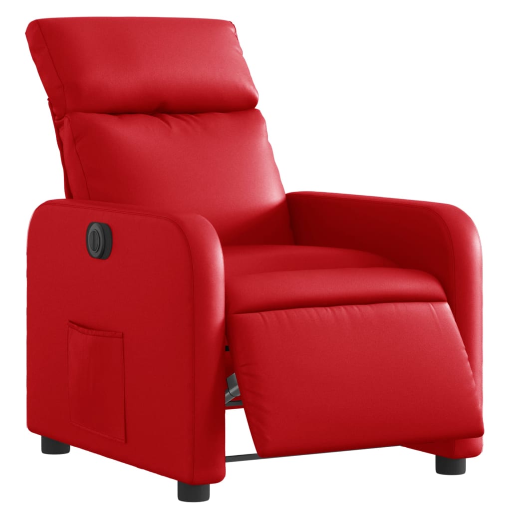 Electric recliner chair red faux leather