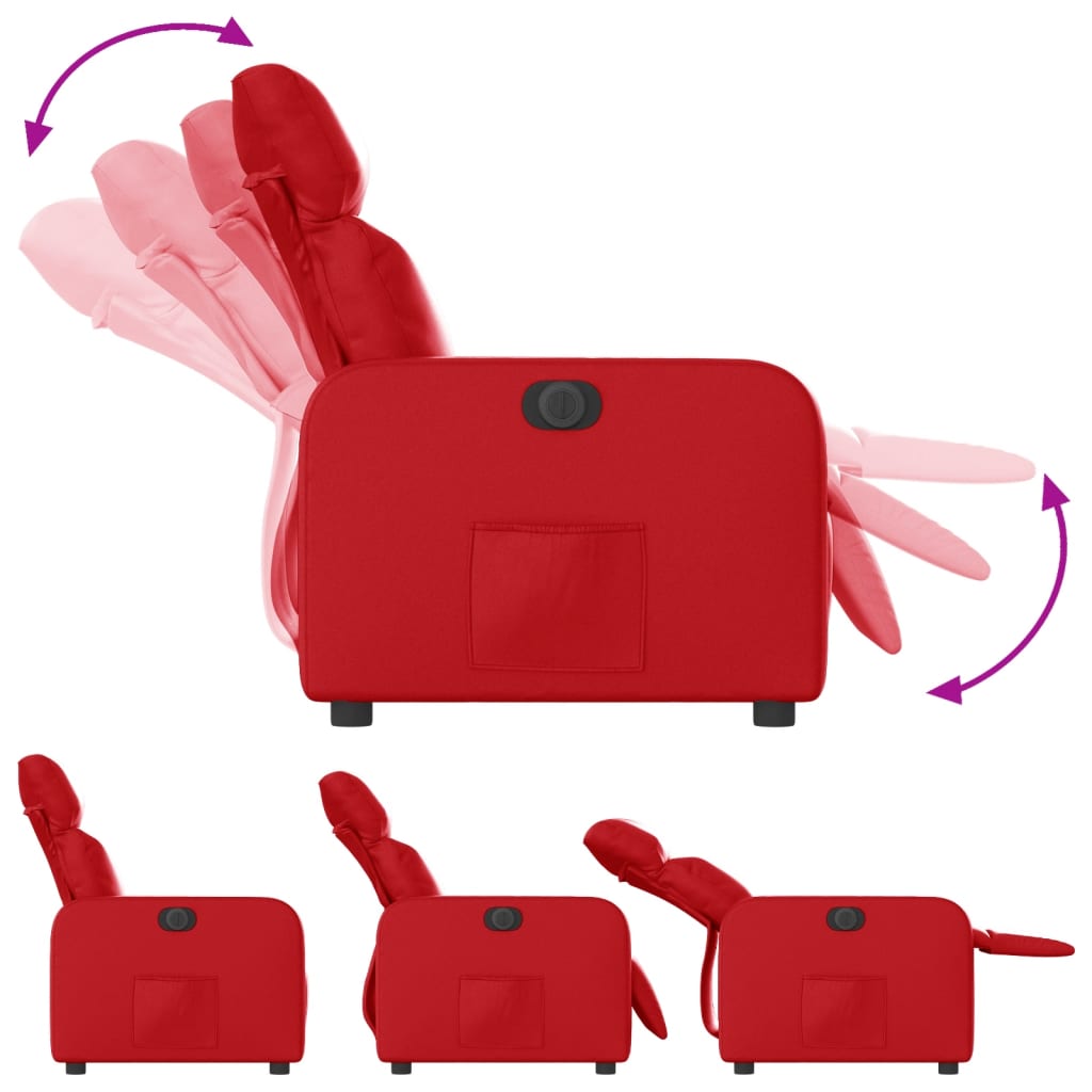 Electric recliner chair red faux leather