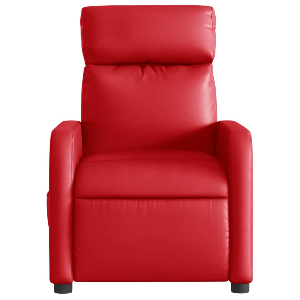Electric recliner chair red faux leather