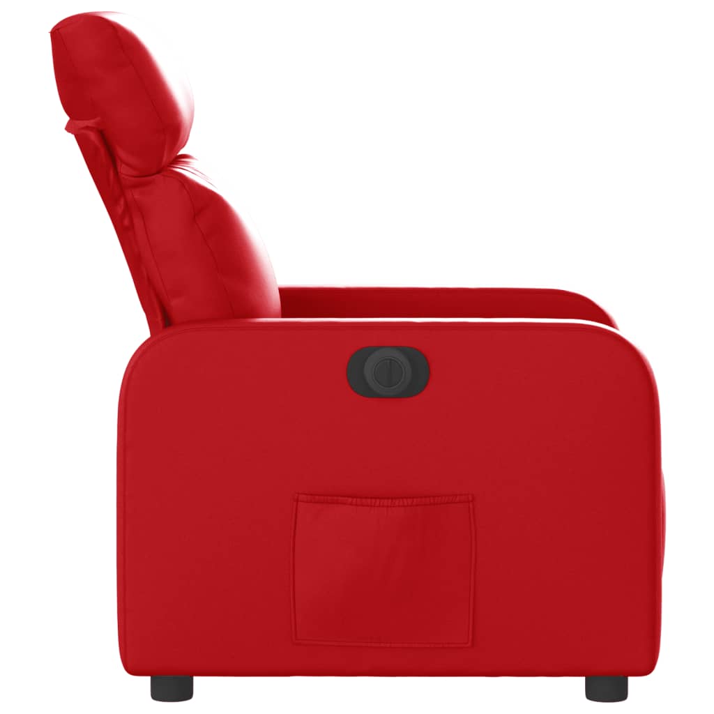Electric recliner chair red faux leather