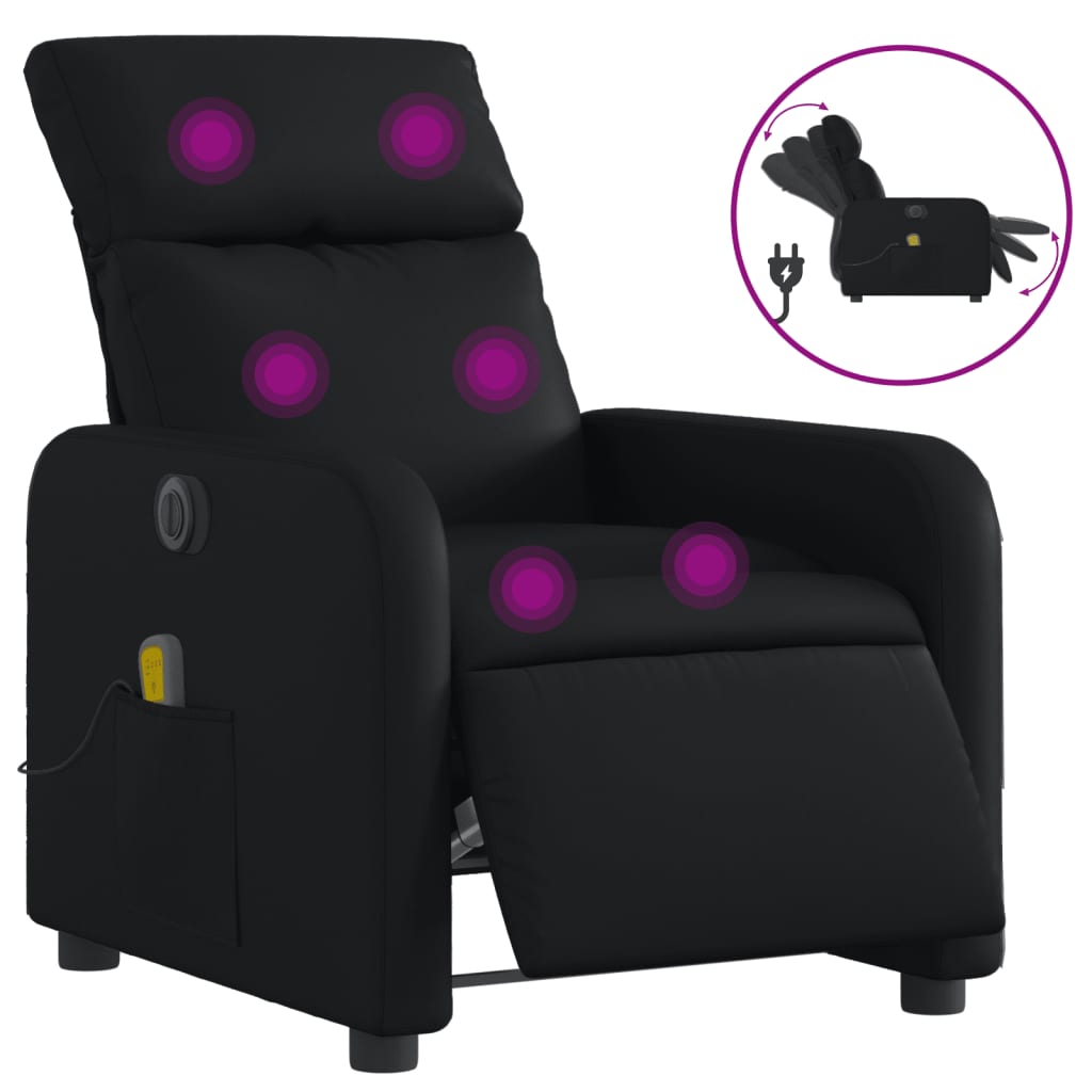 Fauteuil de massage électrique en similicuir noir