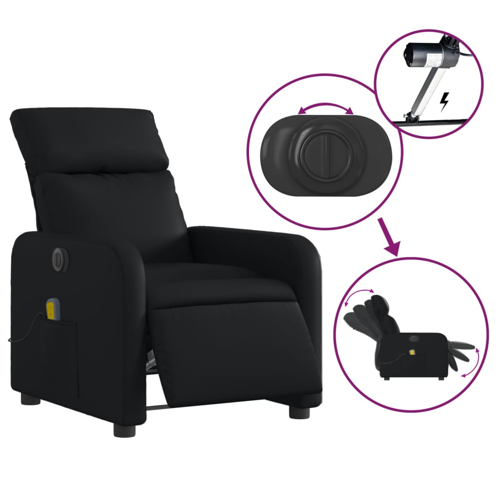 Fauteuil de massage électrique en similicuir noir