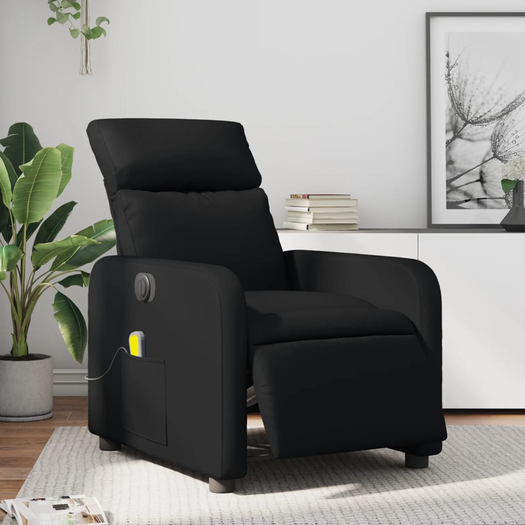 Fauteuil de massage électrique en similicuir noir