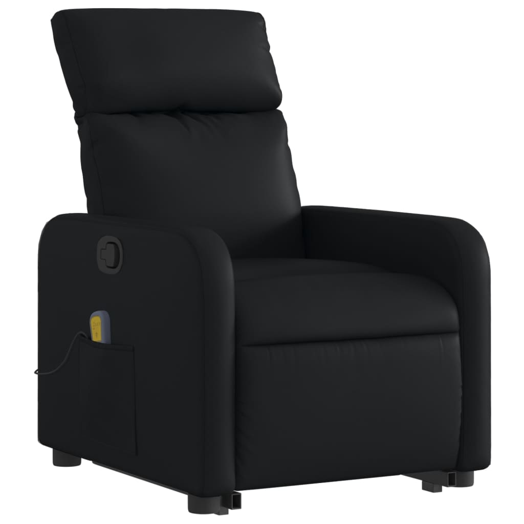 Fauteuil de massage avec aide au verticalisation, simili cuir noir