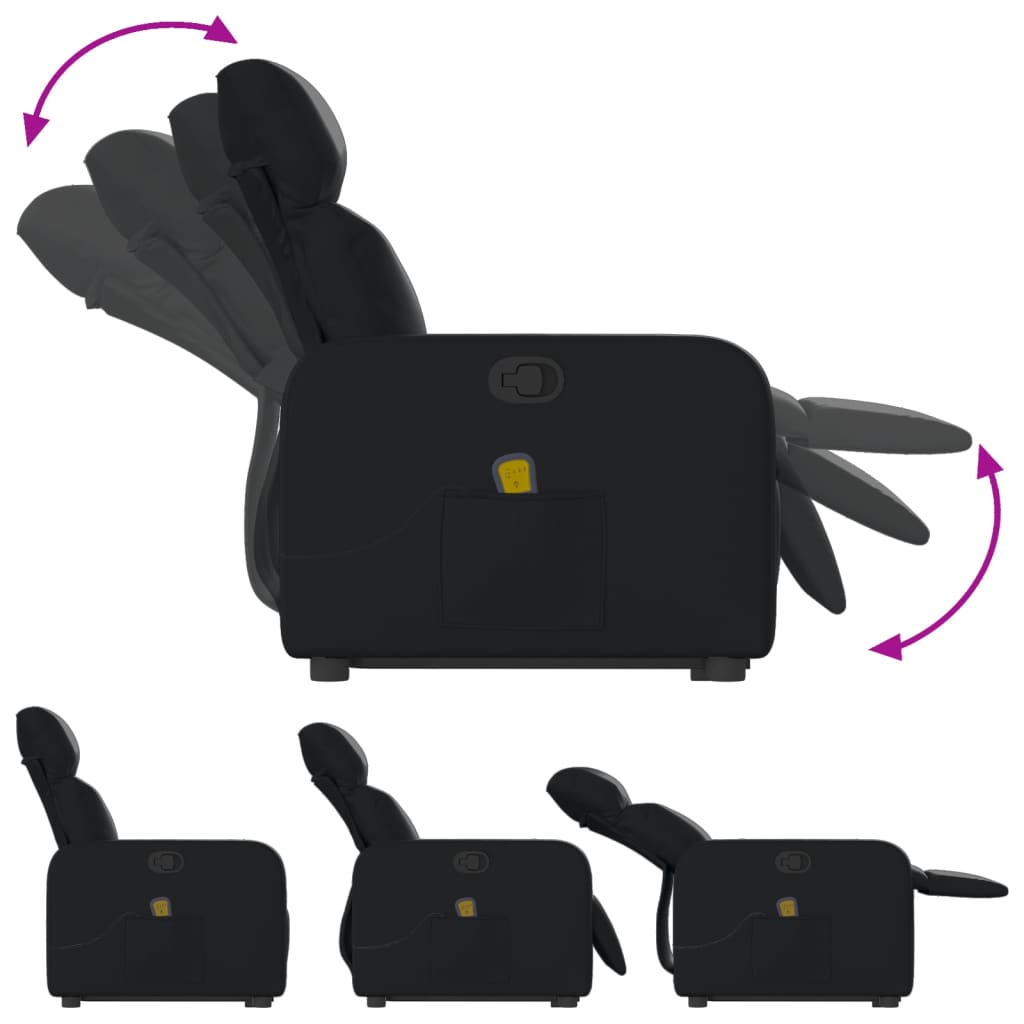 Fauteuil de massage avec aide au verticalisation, simili cuir noir
