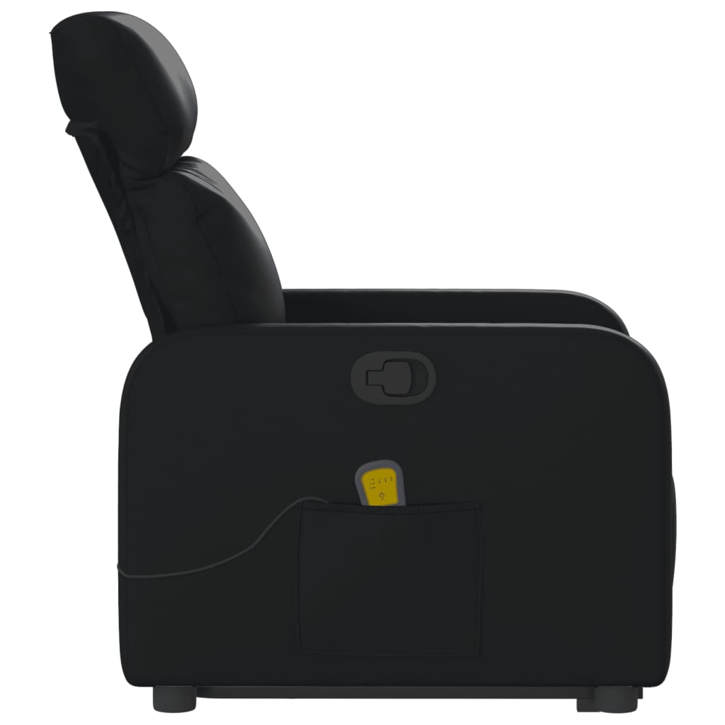 Fauteuil de massage avec aide au verticalisation, simili cuir noir