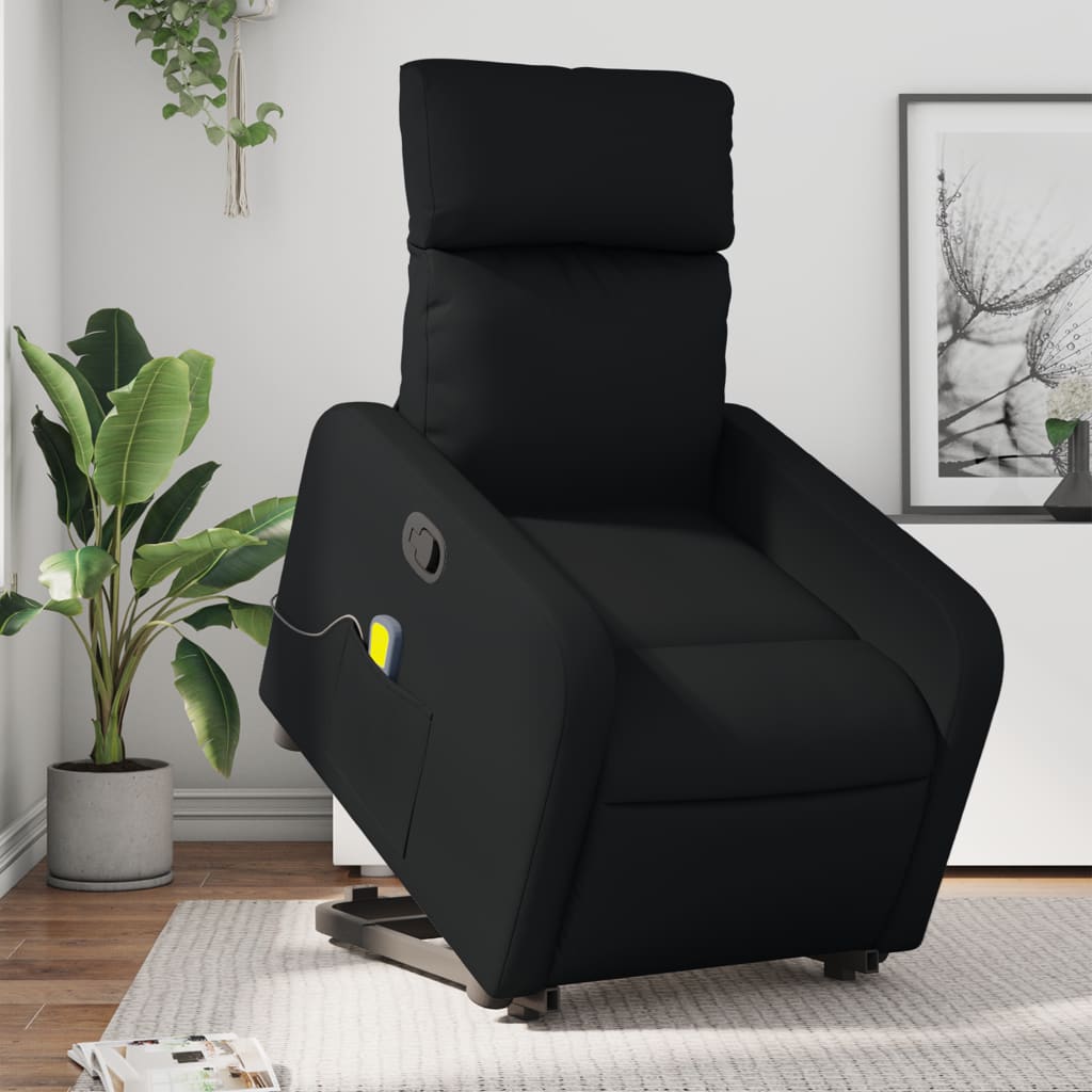 Fauteuil de massage avec aide au verticalisation, simili cuir noir