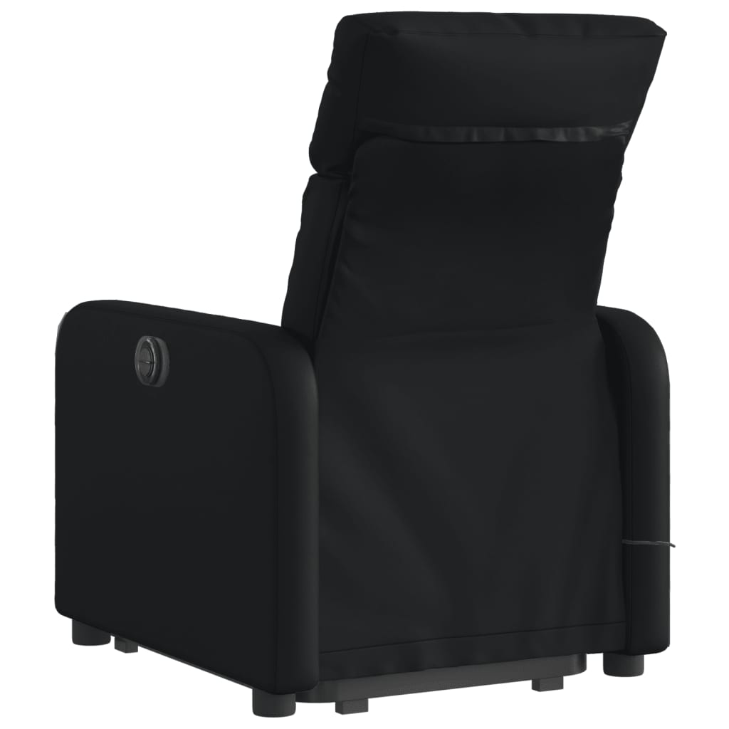 Fauteuil de massage avec aide électrique au verticalisation, noir, cuir artificiel