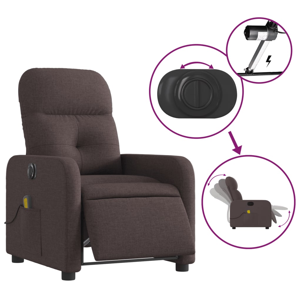 Electric Massage Chair Dark Brown Fabric