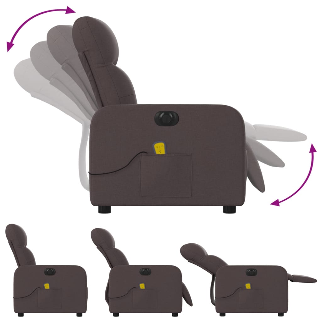 Electric Massage Chair Dark Brown Fabric