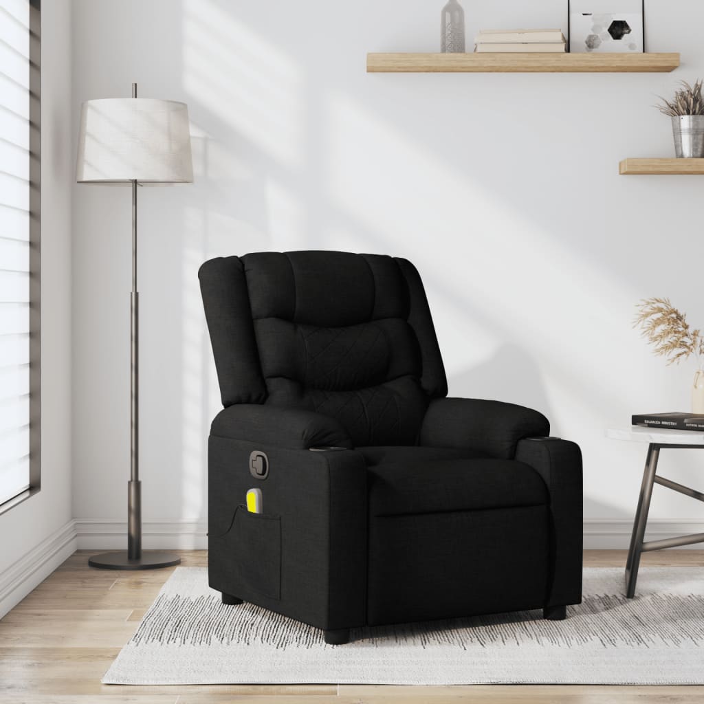 Massage-Relaxsessel, schwarzer Stoff