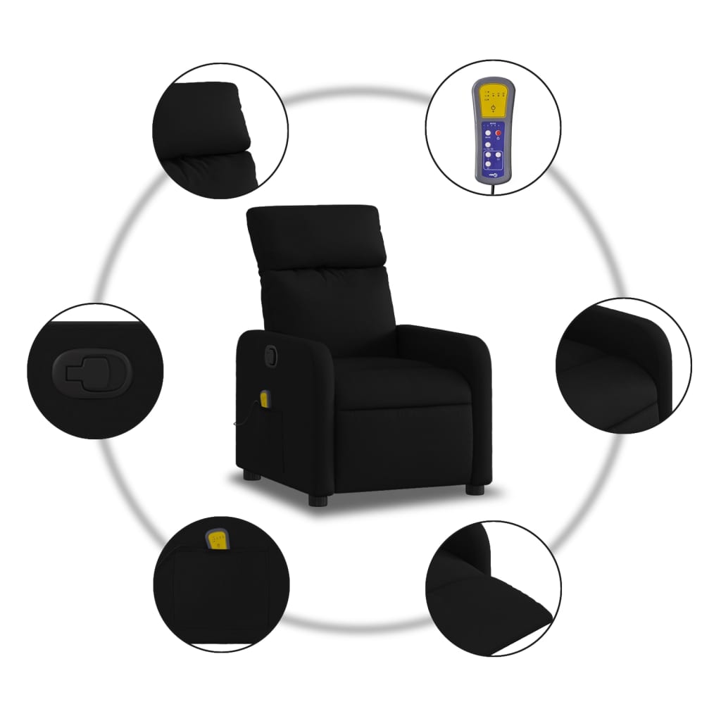 Massage-Relaxsessel, Stoff, Schwarz