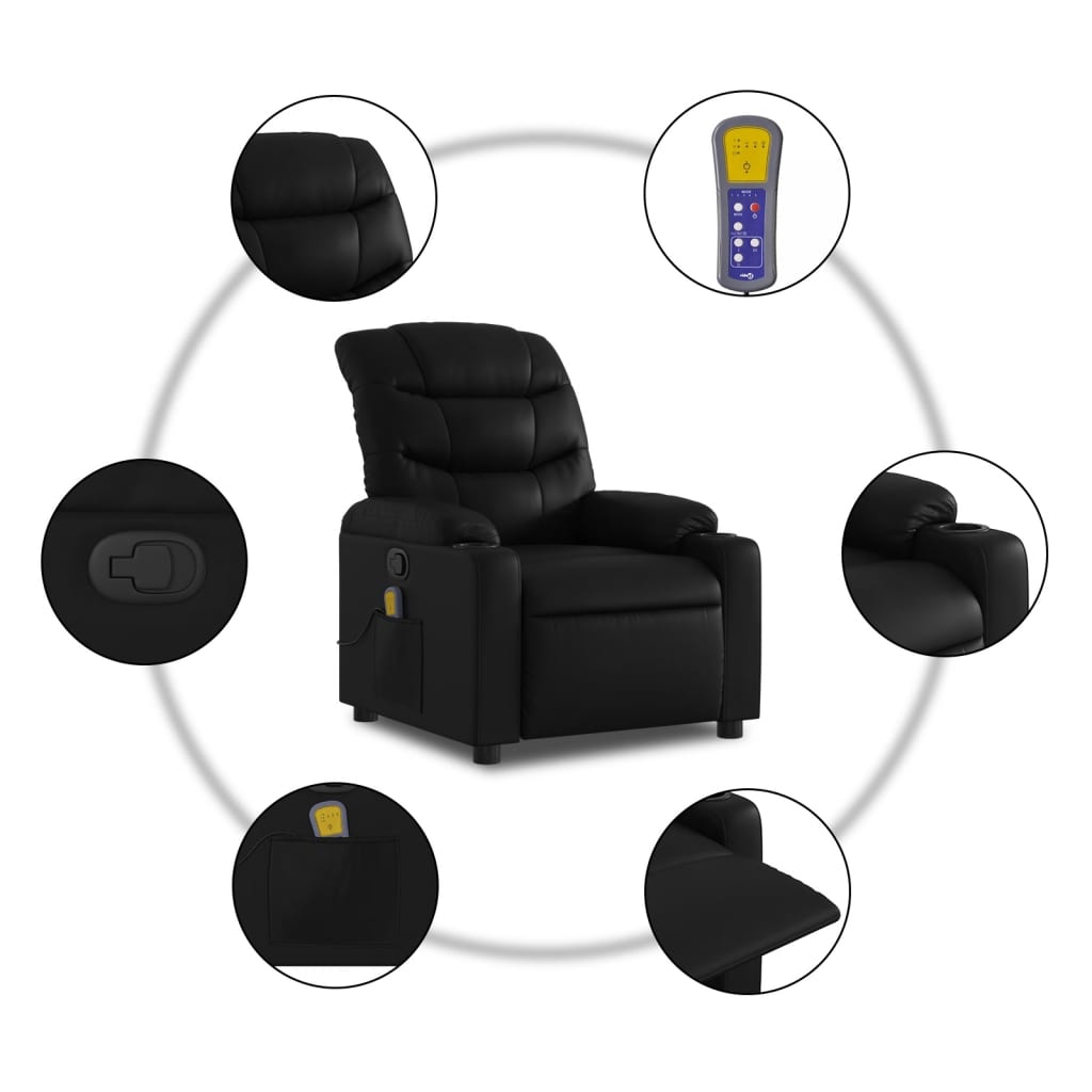 Massage-Relaxsessel, Kunstleder, Schwarz