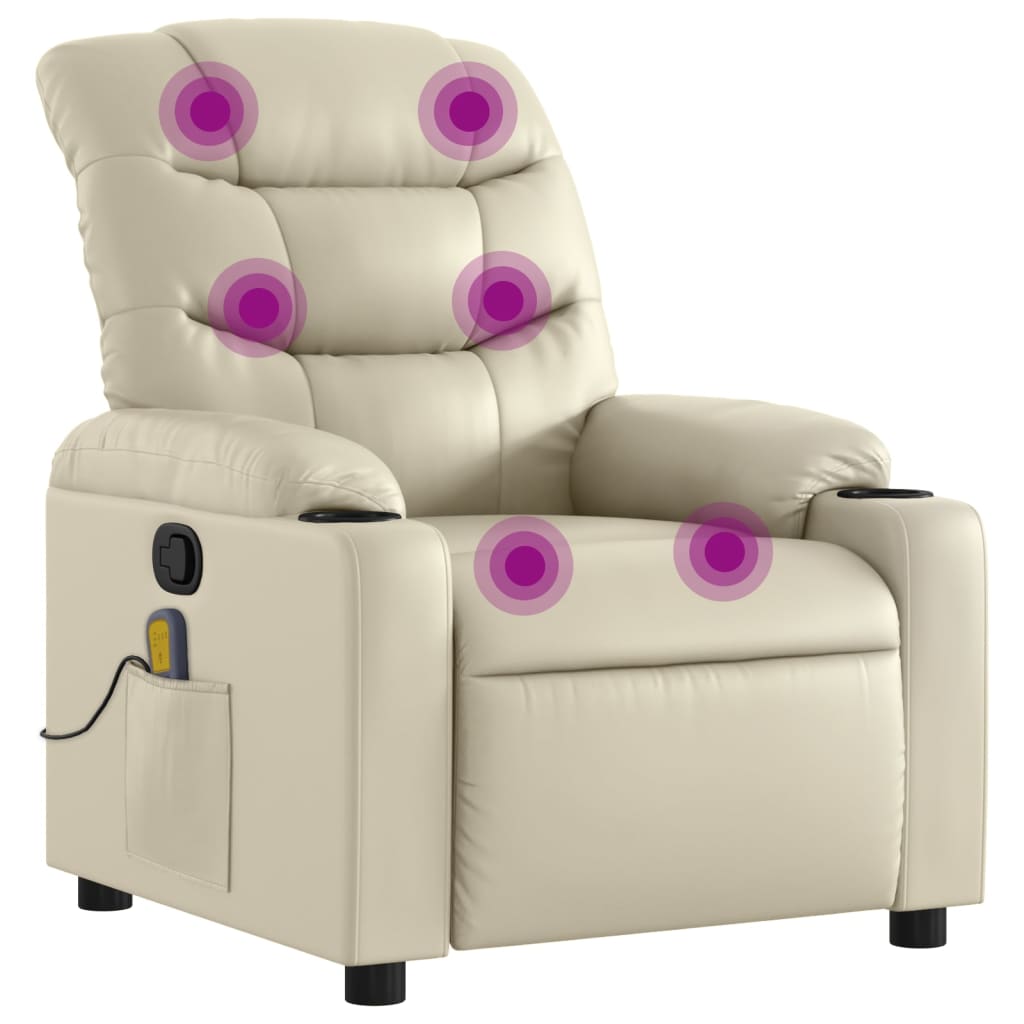 Massagesessel mit Relaxfunktion, Kunstleder, Creme