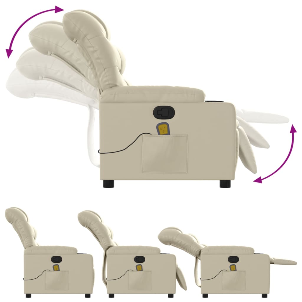 Massagesessel mit Relaxfunktion, Kunstleder, Creme