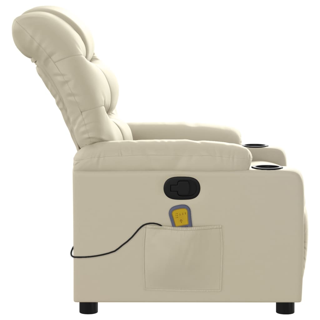 Massagesessel mit Relaxfunktion, Kunstleder, Creme