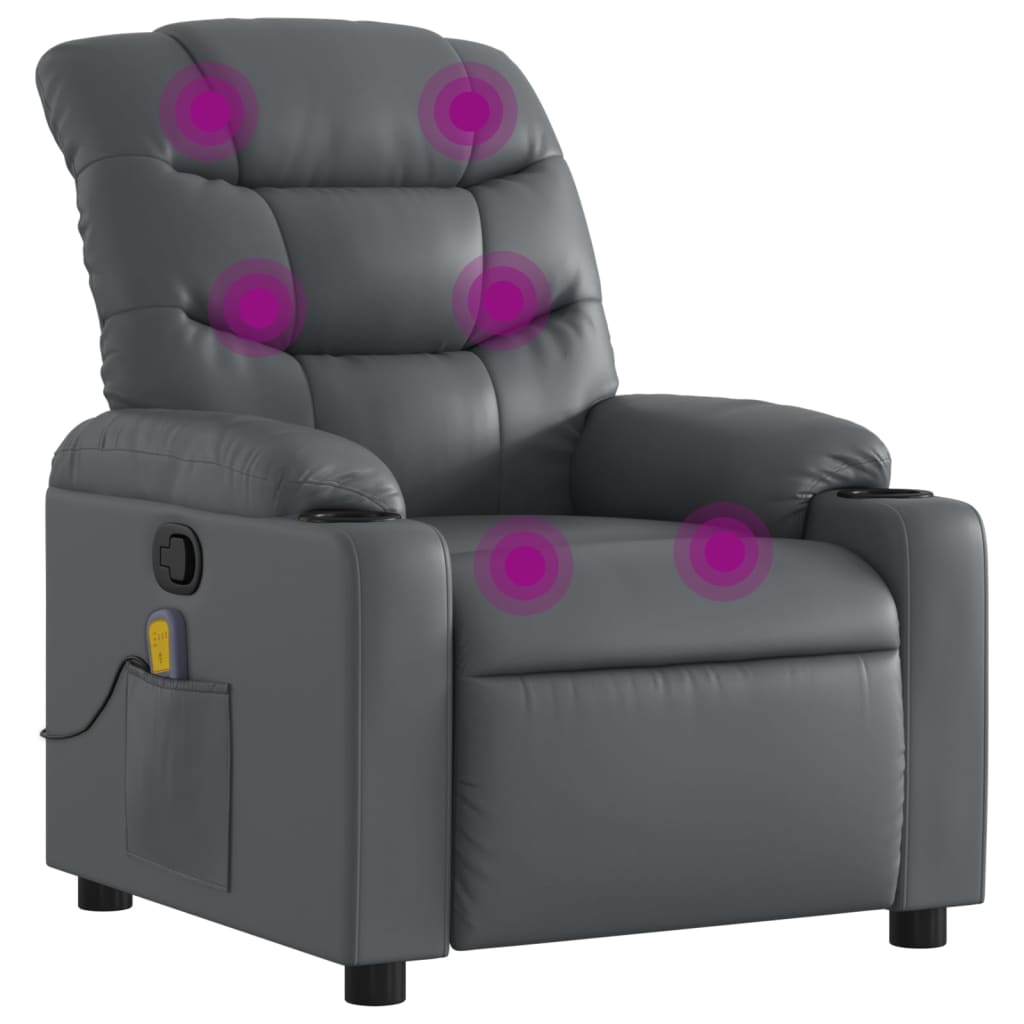 Massagesessel Relaxsessel Grau Kunstleder
