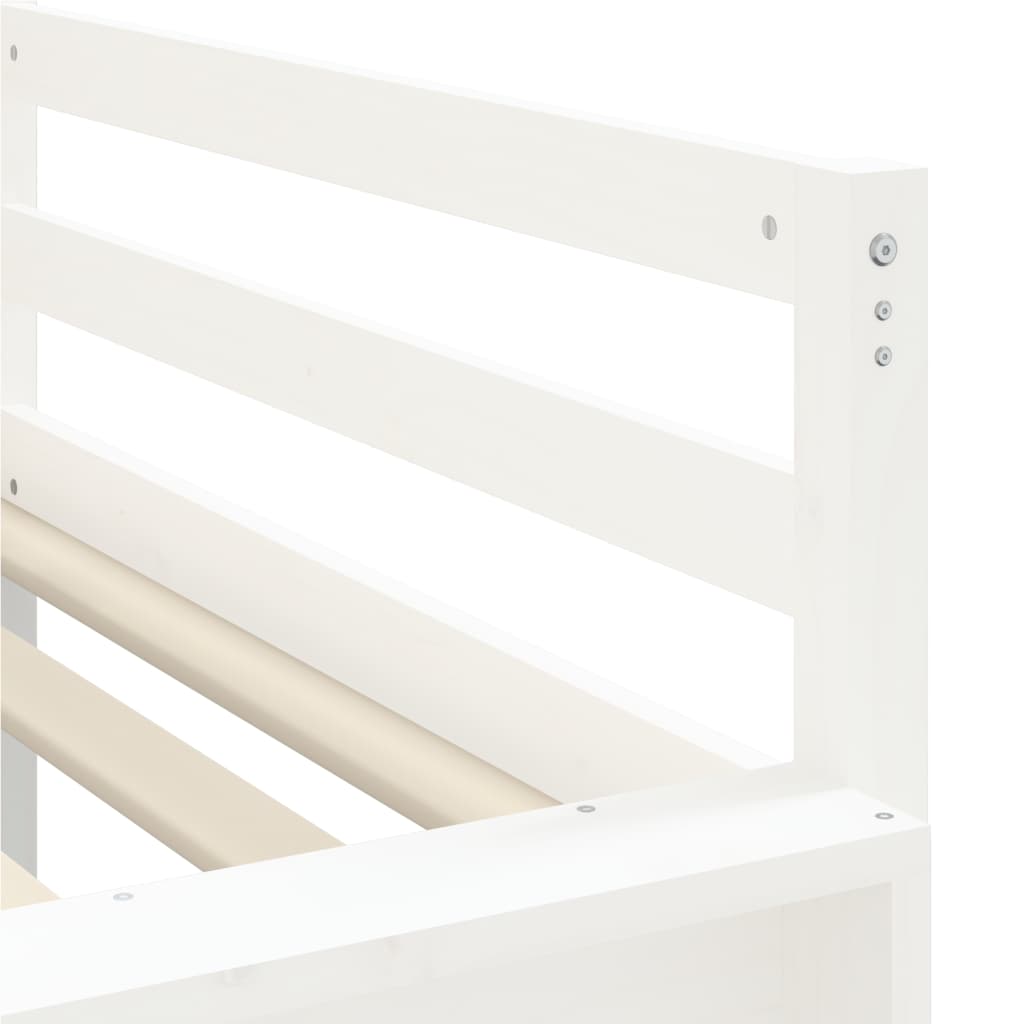 Children's loft bed with slide white 90x190 cm solid pine wood
