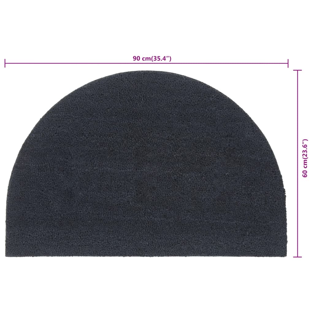 Fußmatte Dunkelgrau Halbrund 60x90 cm Kokosfaser Getuftet