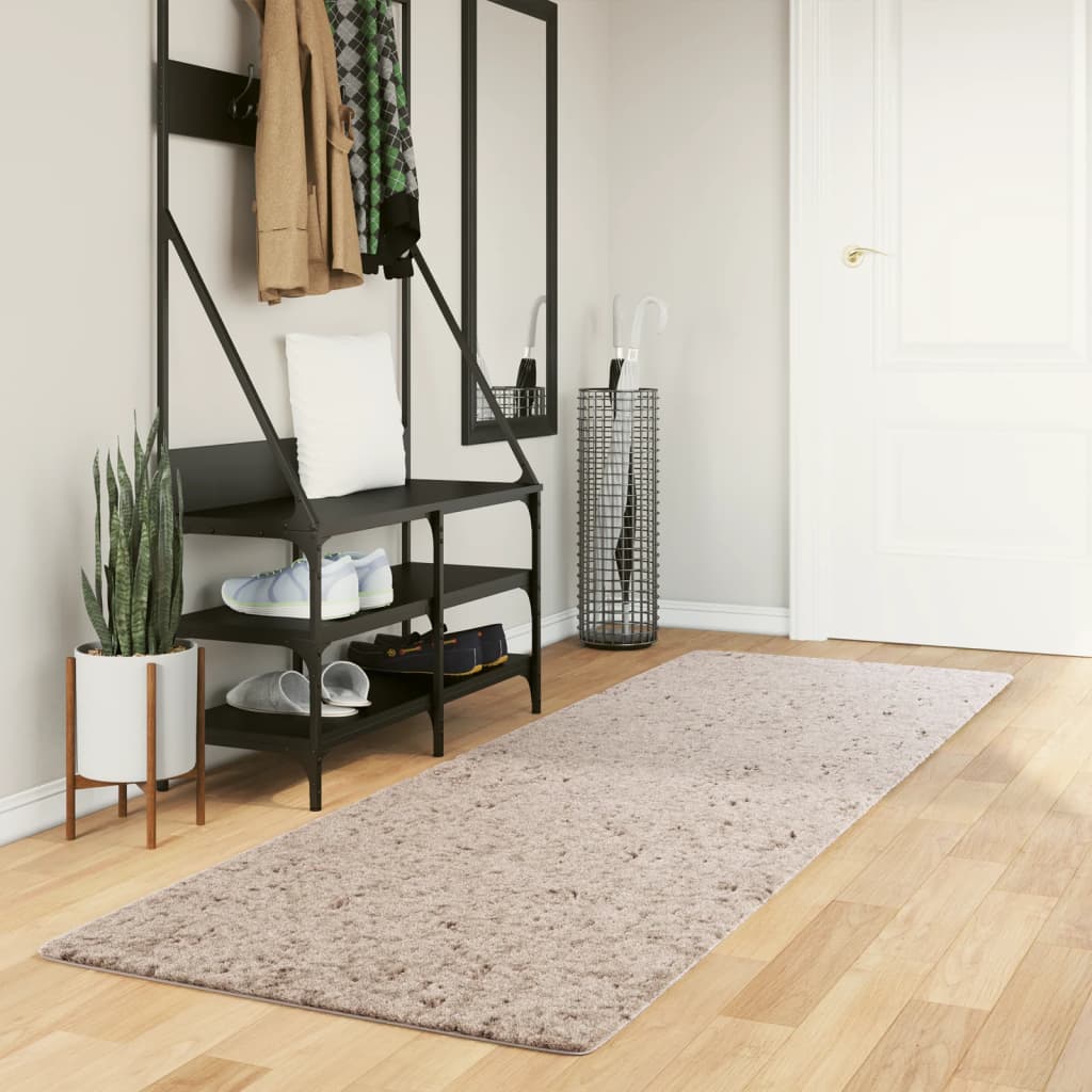 Shaggy carpet PAMPLONA deep pile modern beige 80x250 cm