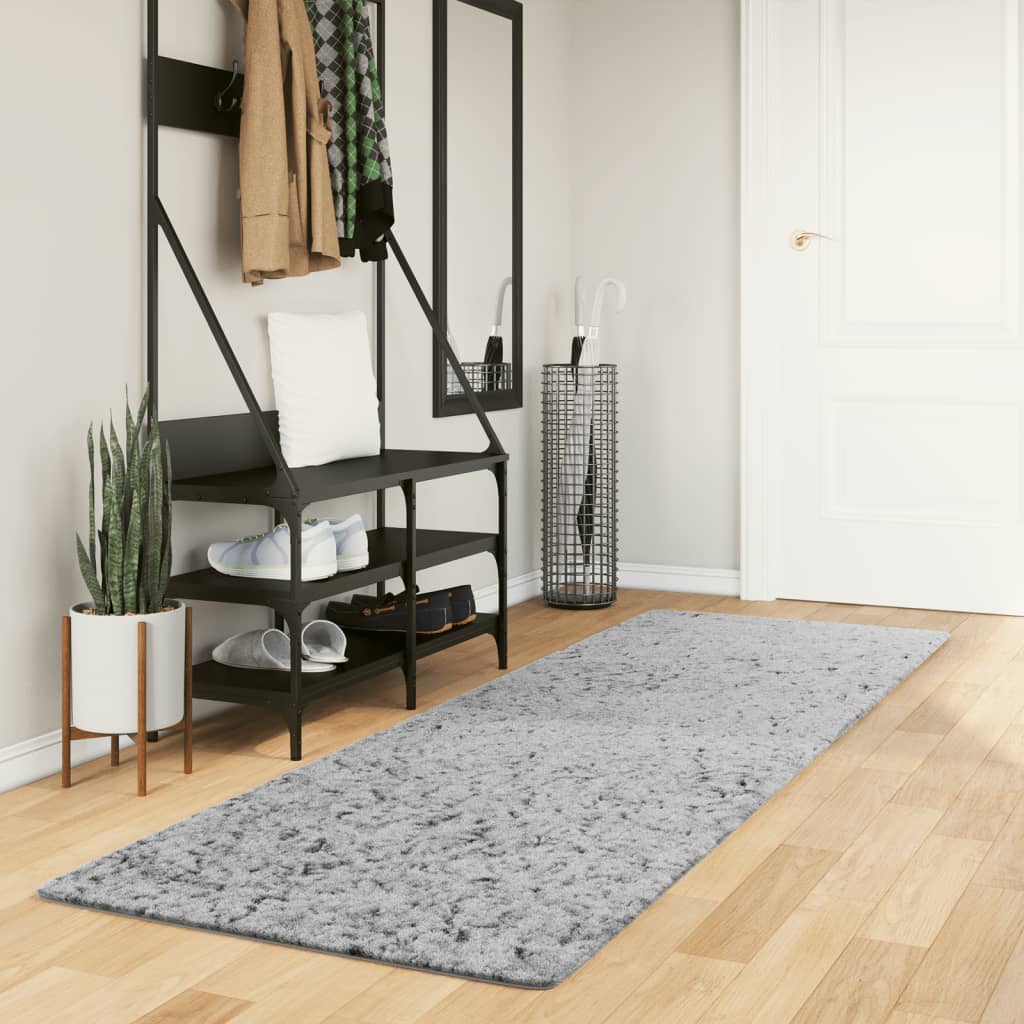 Shaggy Carpet PAMPLONA Deep Pile Modern Grey 80x250 cm