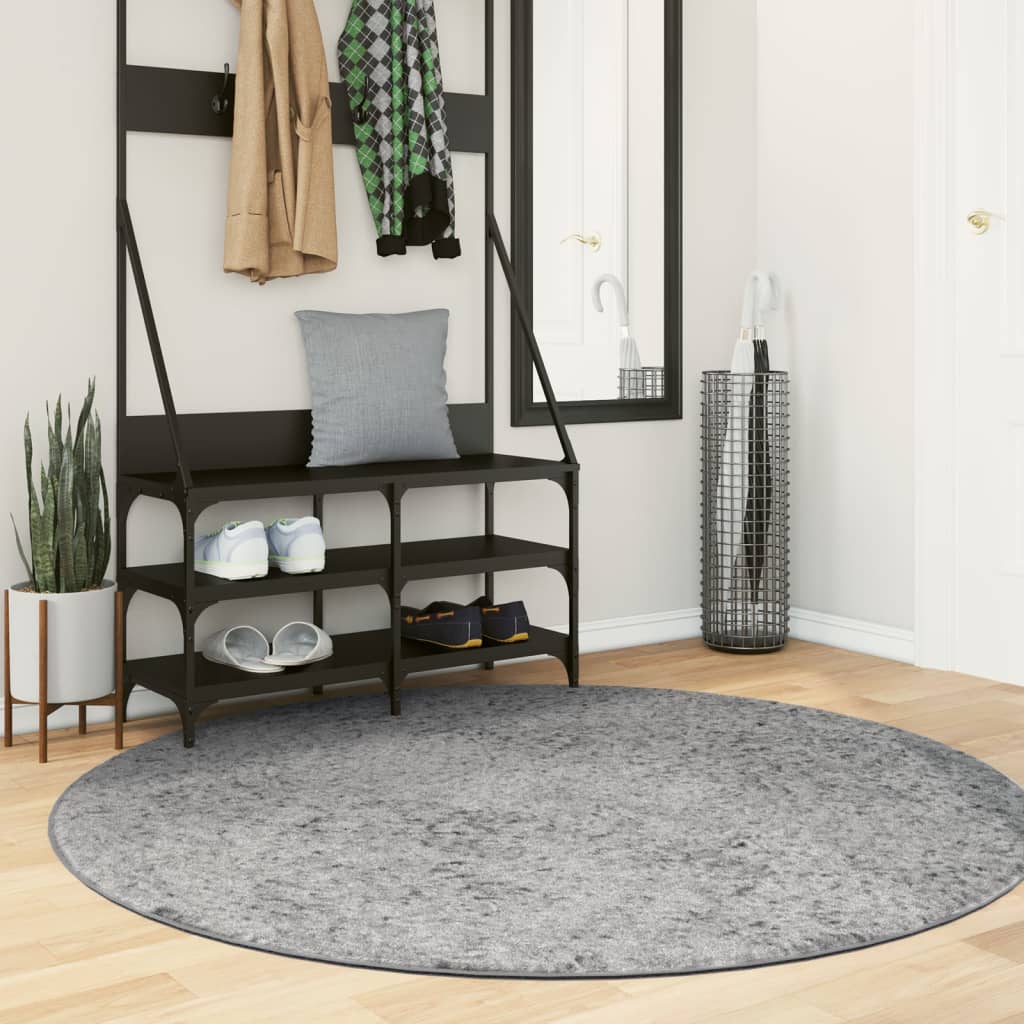 Shaggy carpet PAMPLONA deep pile modern grey Ø 160 cm