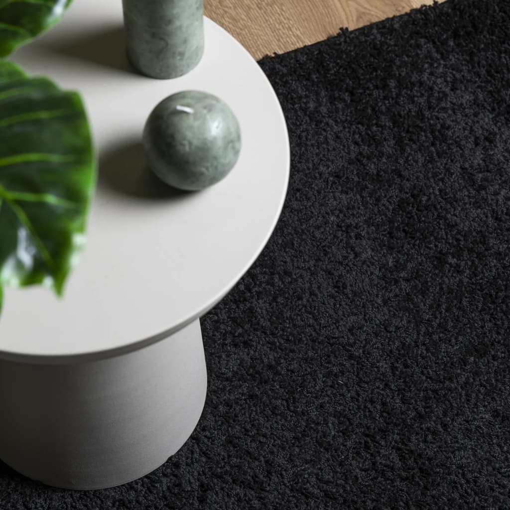 Shaggy-Teppich PAMPLONA Hochflor Modern Schwarz 120x120 cm