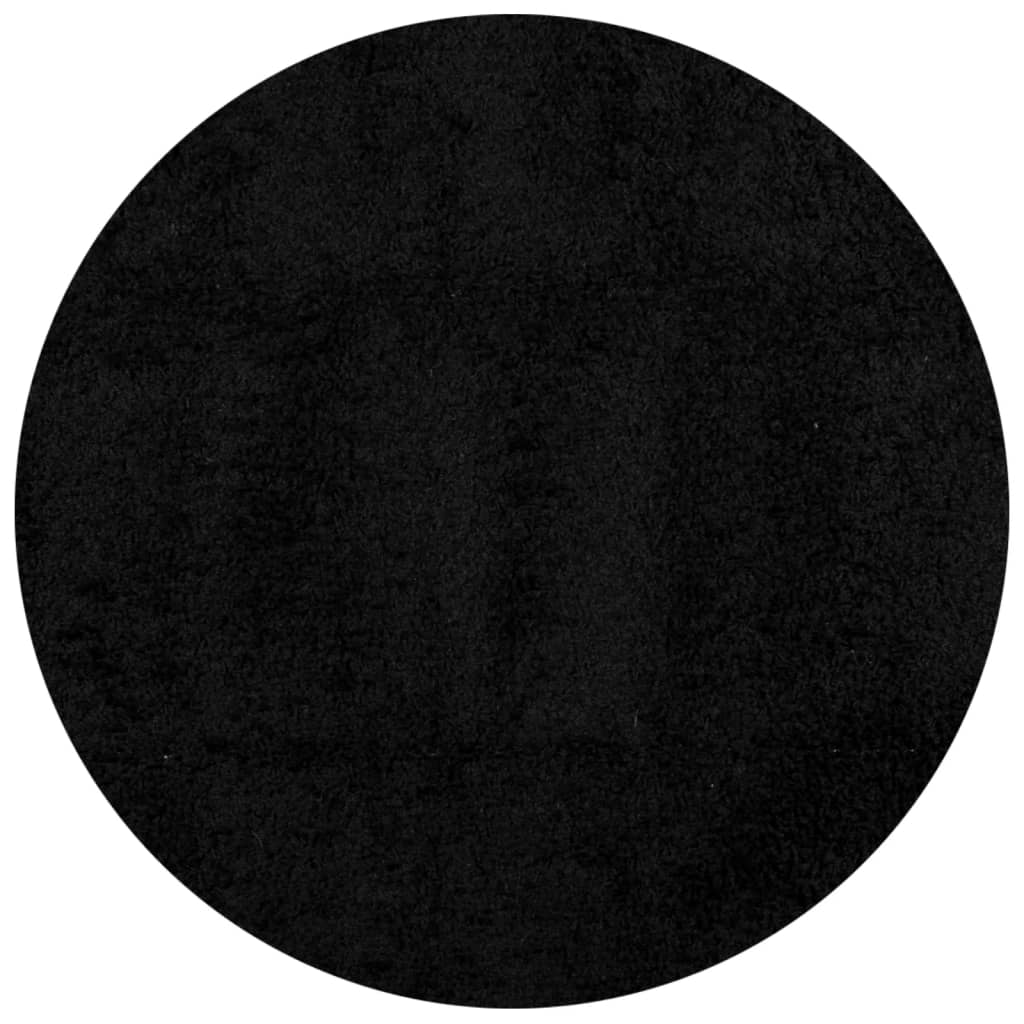 Shaggy-Teppich PAMPLONA Hochflor Modern Schwarz Ø 120 cm