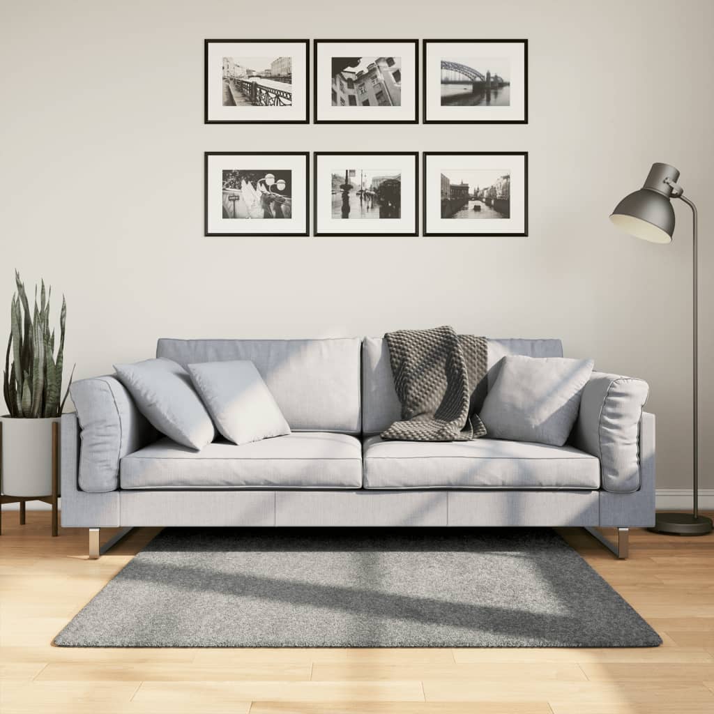 Tapis Shaggy Poils Longs Moderne Vert 120x120 cm