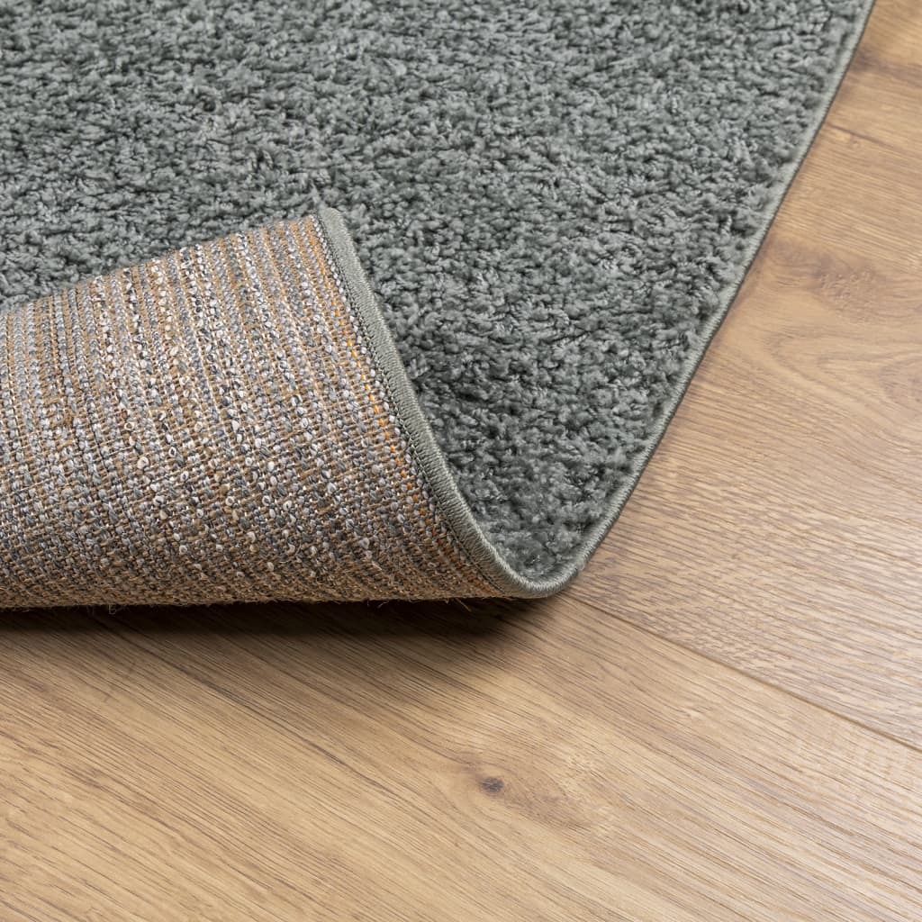 Tapis Shaggy Poils Longs Moderne Vert 160x160 cm