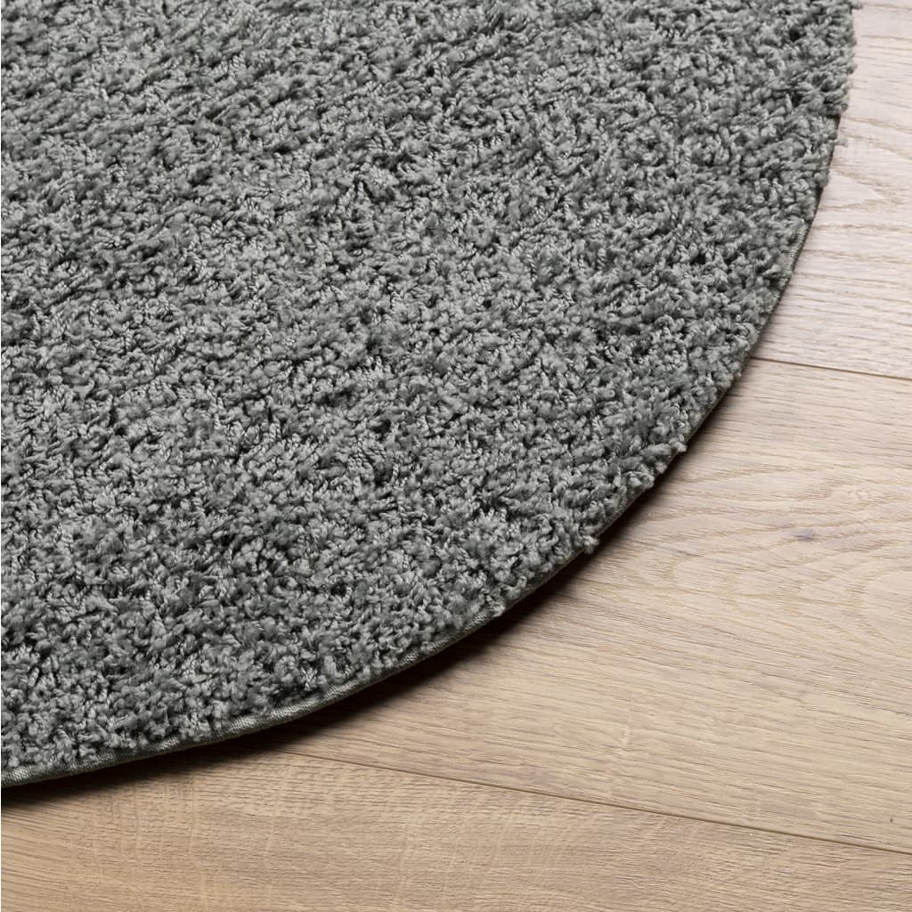 Tapis Shaggy Poils Longs Moderne Vert Ø 160 cm