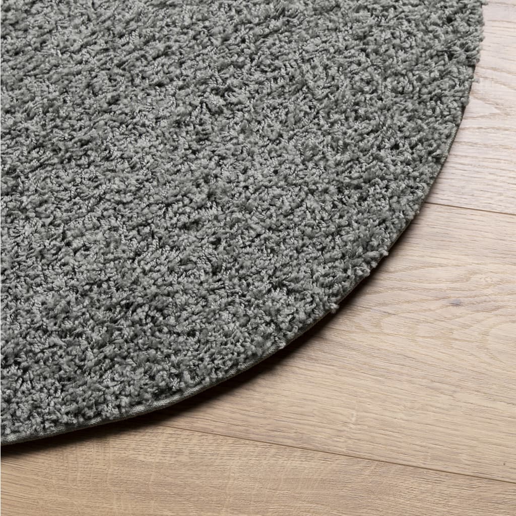 Tapis Shaggy Poils Longs Moderne Vert Ø 240 cm