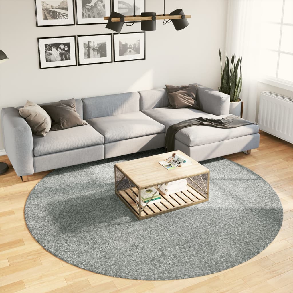 Tapis Shaggy Poils Longs Moderne Vert Ø 240 cm