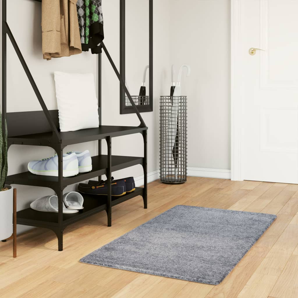 Tapis Shaggy Poils Longs Moderne Bleu 60x110 cm