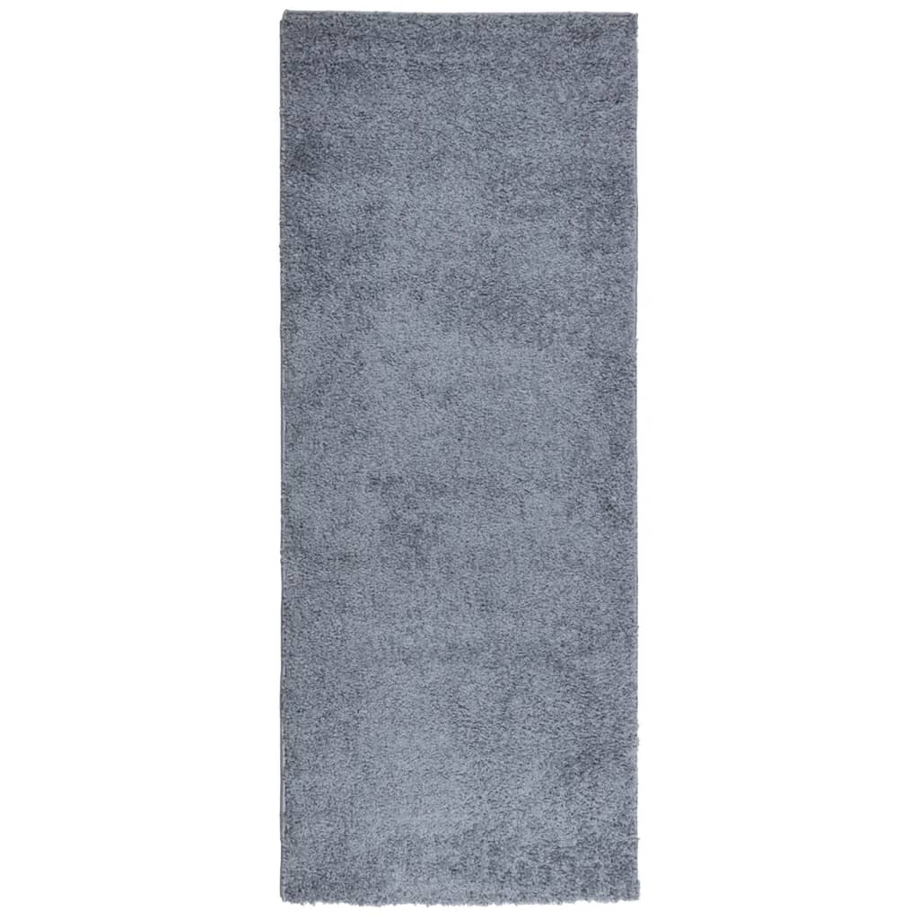 Tapis Shaggy Poils Longs Moderne Bleu 80x200 cm