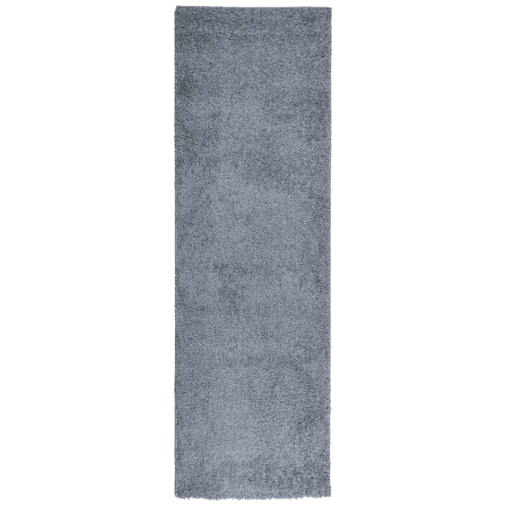Tapis Shaggy Poils Longs Moderne Bleu 80x250 cm