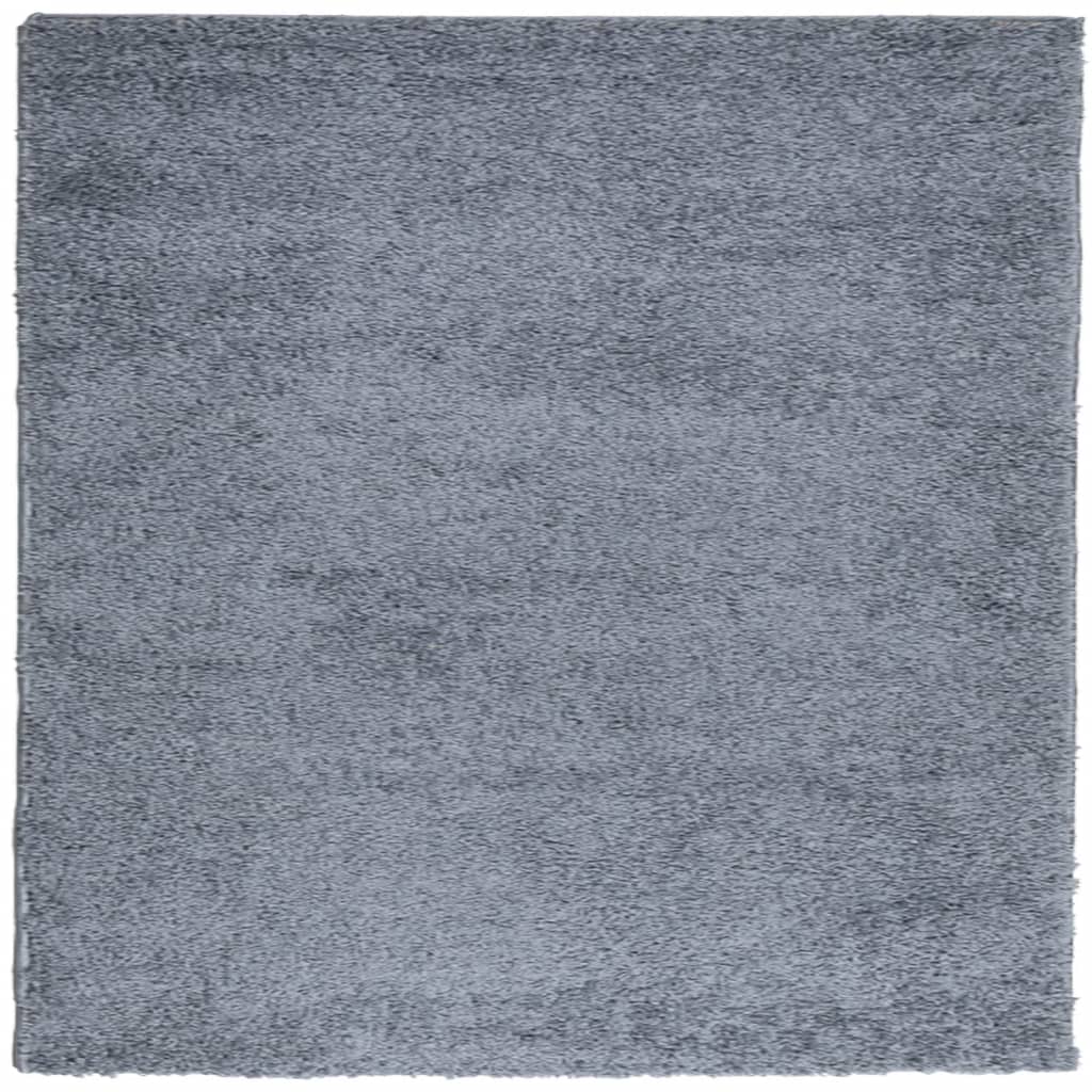 Tapis Shaggy Poils Longs Moderne Bleu 120x120 cm