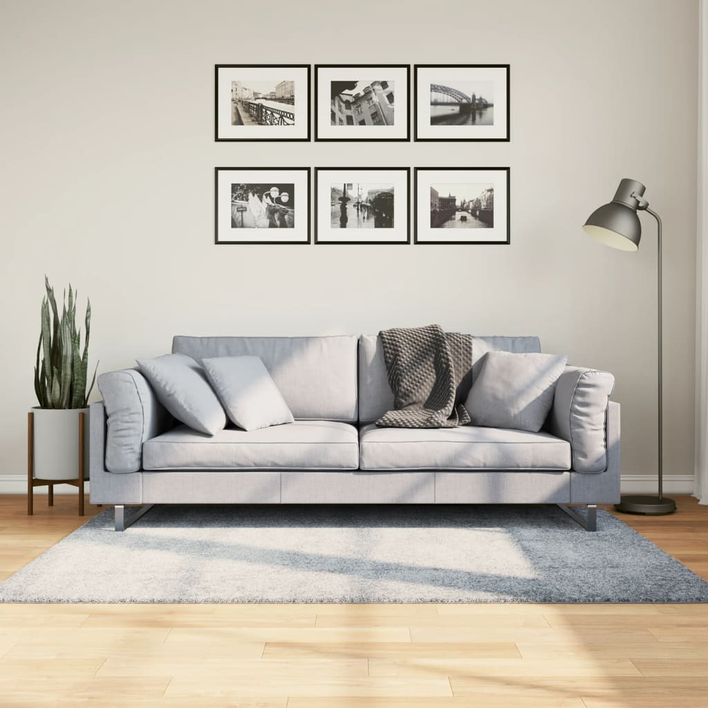 Tapis Shaggy Poils Longs Moderne Bleu 120x170 cm